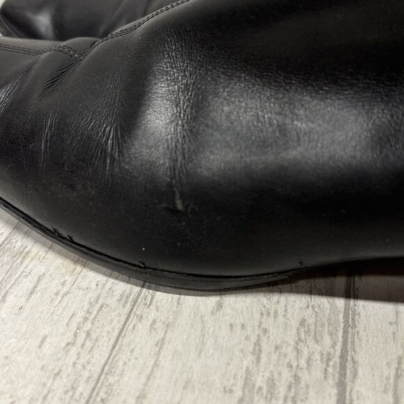 Womens Size 9.5 Gucci Black Leather Riding Boots Bamboo Gold Charm - Picture 7 of 16